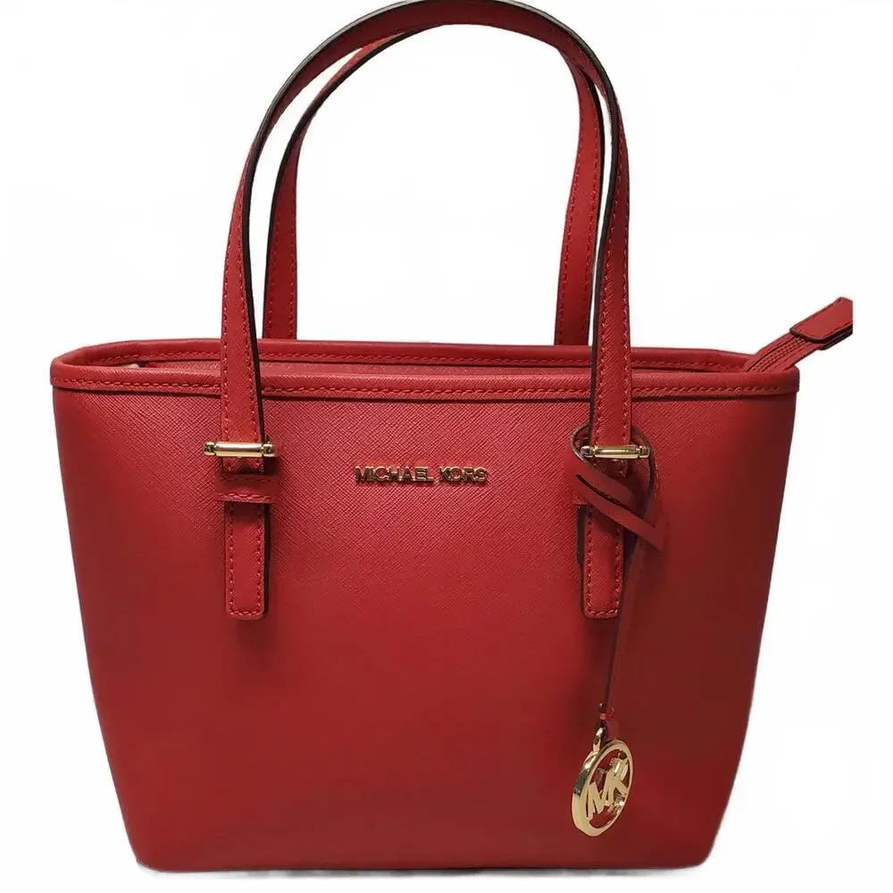 Michael Kors Red Saffiano Leather Small Tote Crossbody Bag‎ Gold Hardware